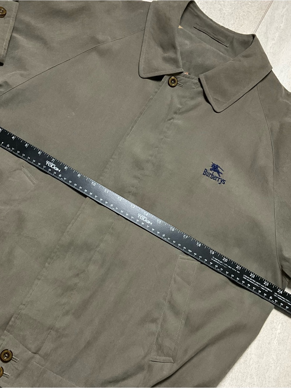 VINTAGE BURBERRY OLIVE GREEN HARRINGTON JACKET EMBROIDERED LOGO NOVA CHECK RARE - Picture 8 of 15